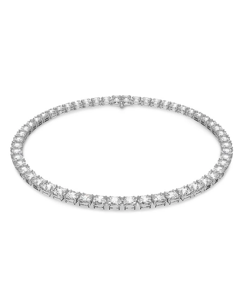 Matrix Square Cut All Around Collar Necklace in Rhodium Plated, 14.87"-16.5"