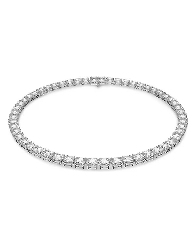 Matrix Square Cut All Around Collar Necklace in Rhodium Plated, 14.87"-16.5"