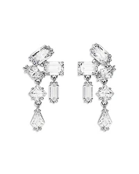 Mesmera Mixed Cut Cluster Drop Earrings in Rhodium Plated