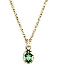 Chroma Green Pear Cut Pendant Necklace in Gold Tone, 15"-16.5"