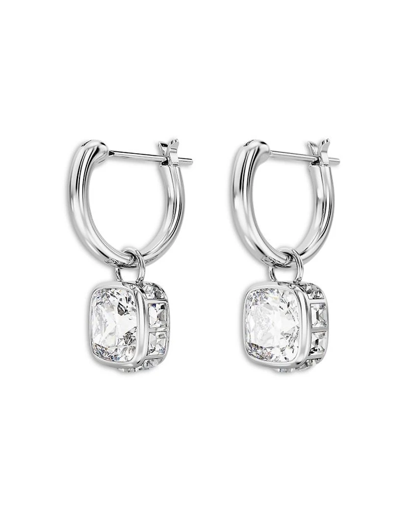Chroma Square Dangle Hoop Earrings in Rhodium Plated