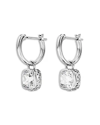 Chroma Square Dangle Hoop Earrings in Rhodium Plated