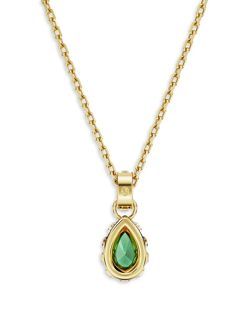 Chroma Green Pear Cut Pendant Necklace in Gold Tone, 15"-16.5"