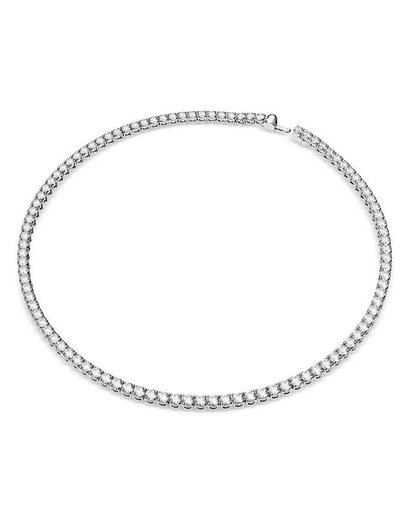 Matrix Tennis Necklace & Stud Earrings Set in Rhodium Plated