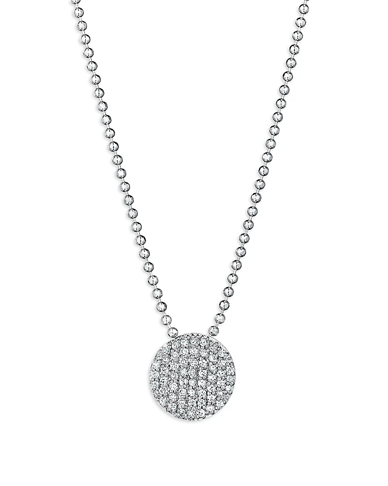 Phillips House 14K White Gold Affair Diamond Pave Mini Disc Chain Pendant Necklace, 16-18