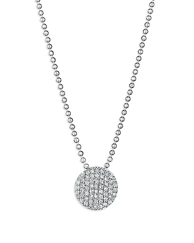 Phillips House 14K White Gold Affair Diamond Pave Mini Disc Chain Pendant Necklace, 16-18