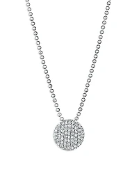 Phillips House 14K White Gold Affair Diamond Pave Mini Disc Chain Pendant Necklace, 16-18