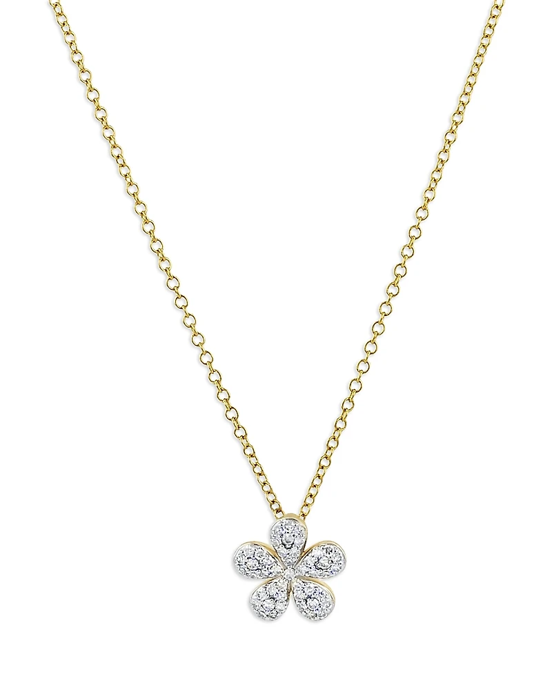 Phillips House 14K Yellow Gold Diamond Forget Me Not Petite Pave Necklace, 16-18