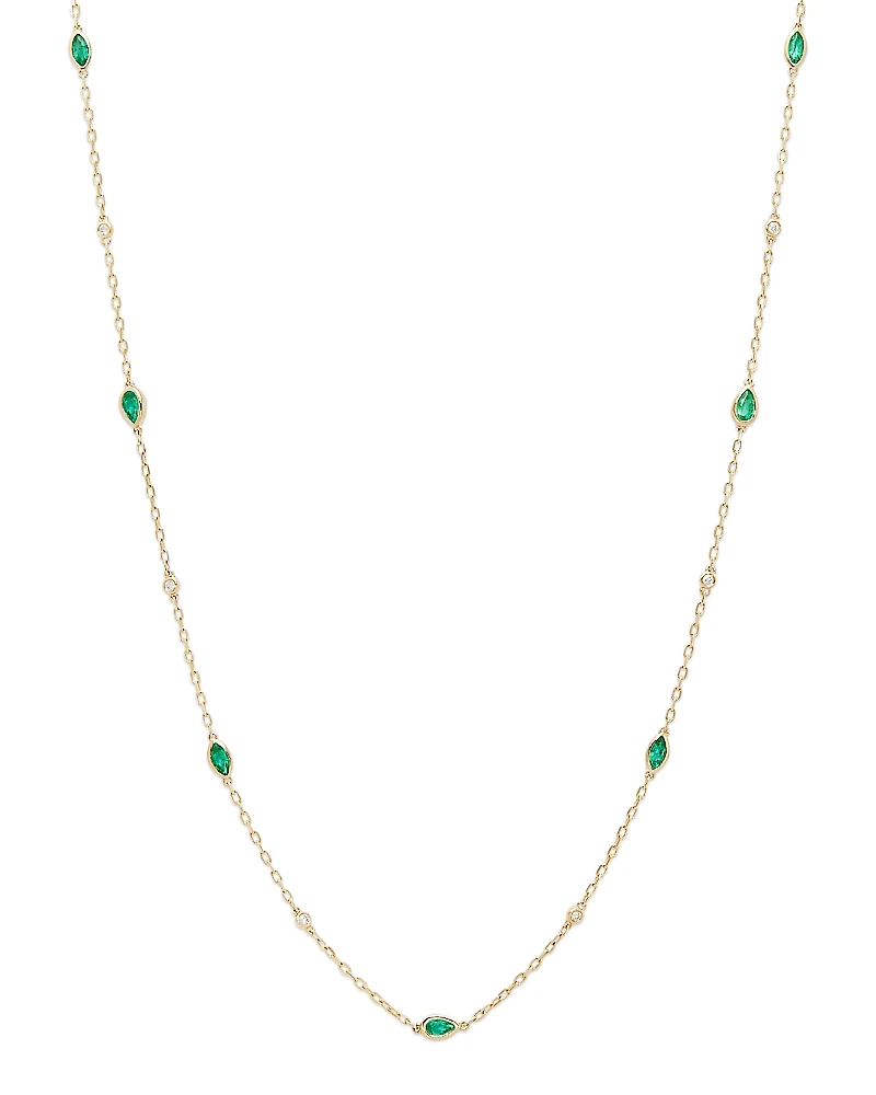 Bloomingdale's Fine Collection Emerald & Diamond Station Necklace
