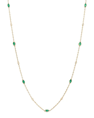 Bloomingdale's Fine Collection Emerald & Diamond Station Necklace