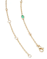 Gemstone & Diamond Station Necklace 14K White Gold or Yellow Gold, 22"