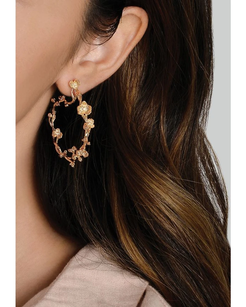 Orchid Hoop Earrings in 18K Gold Plated
