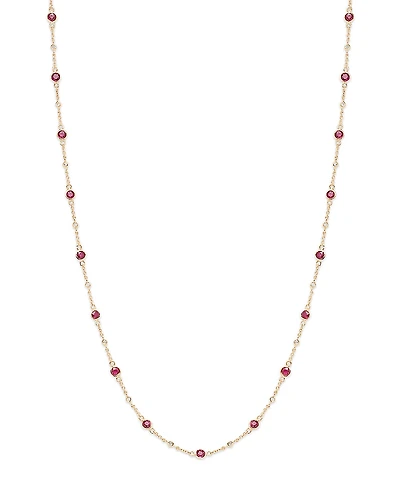 Bloomingdale's Fine Collection Ruby & Diamond Bezel Station Collar Necklace