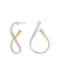 Marco Bicego 18K White & Yellow Gold Marrakech Diamond Twist Hoop Earrings
