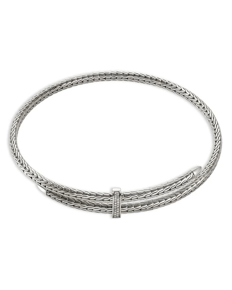 Sterling Silver Diamond Pavé Spear Coil Choker