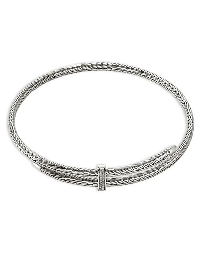 Sterling Silver Diamond Pavé Spear Coil Choker