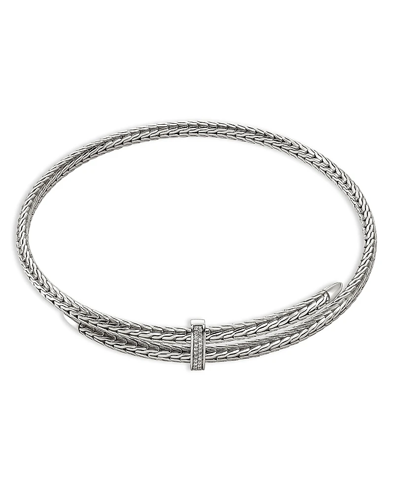 John Hardy Sterling Silver Diamond Pave Spear Coil Choker