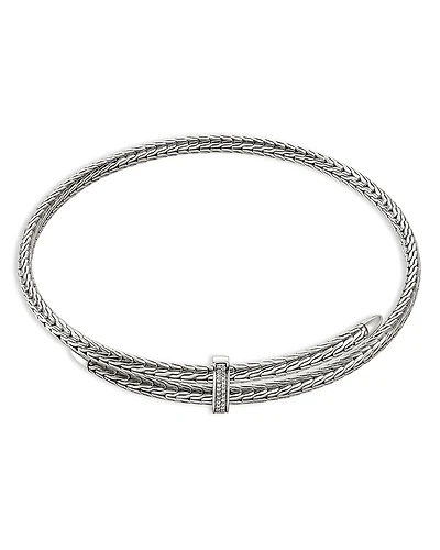 John Hardy Sterling Silver Diamond Pave Spear Coil Choker