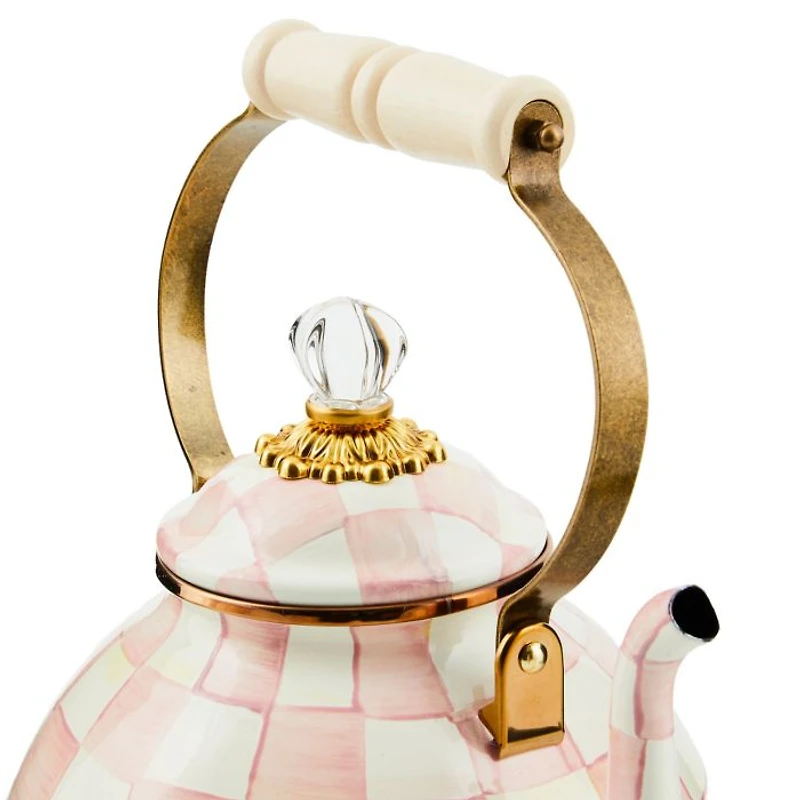 Rosy Check Enamel Tea Kettle, 3-Qt.