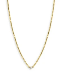 14K Yellow Gold Bezel Diamonds Curb Chain Pendant Necklace, 14"-16"