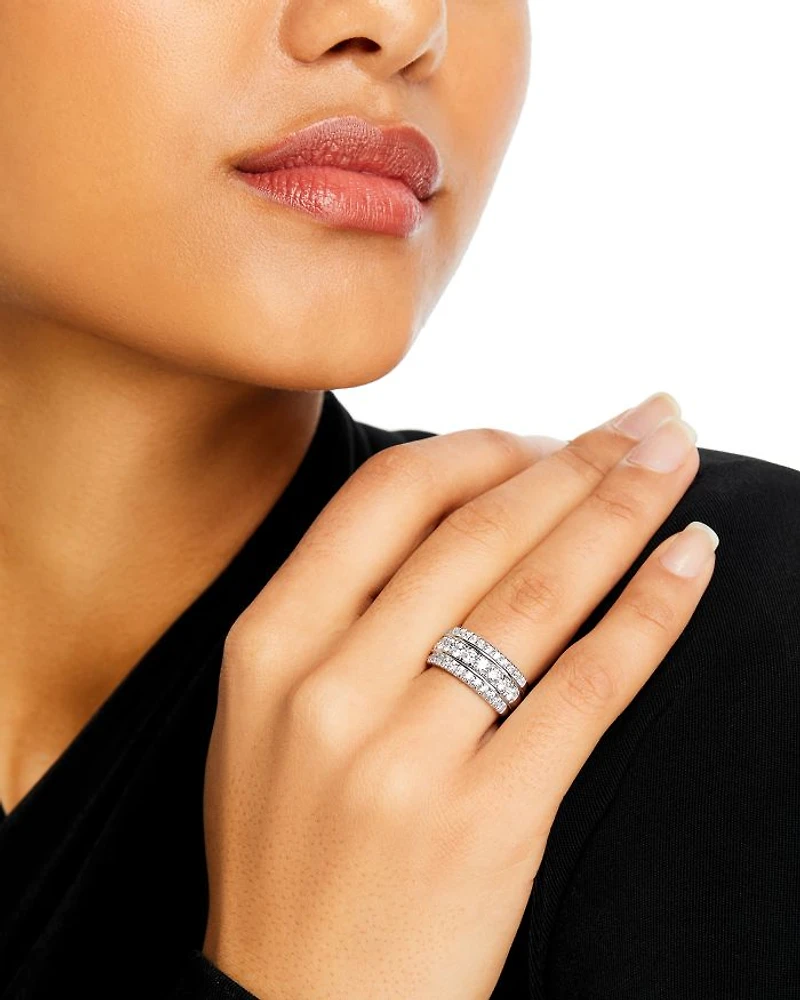 Diamond Triple Row Ring in 14K White Gold, 1.50 tcw
