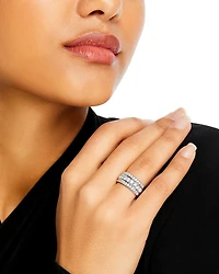 Diamond Triple Row Ring in 14K White Gold, 1.50 tcw