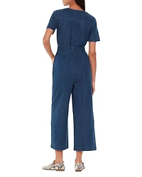 Denim Short Sleeve Jumpsuit