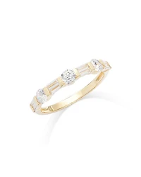 Diamond Round & Baguette Band 14K Yellow Gold, 0.75 tcw
