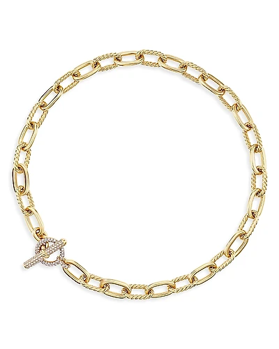David Yurman 18K Yellow Gold Dy Madison Diamond Chain Link Necklace, 18
