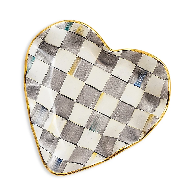 Mackenzie-Childs Sterling Check Fluted Heart Plate