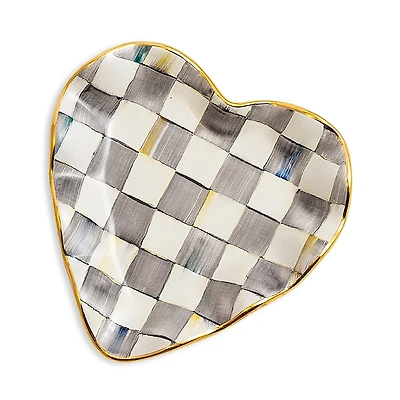 Mackenzie-Childs Sterling Check Fluted Heart Plate