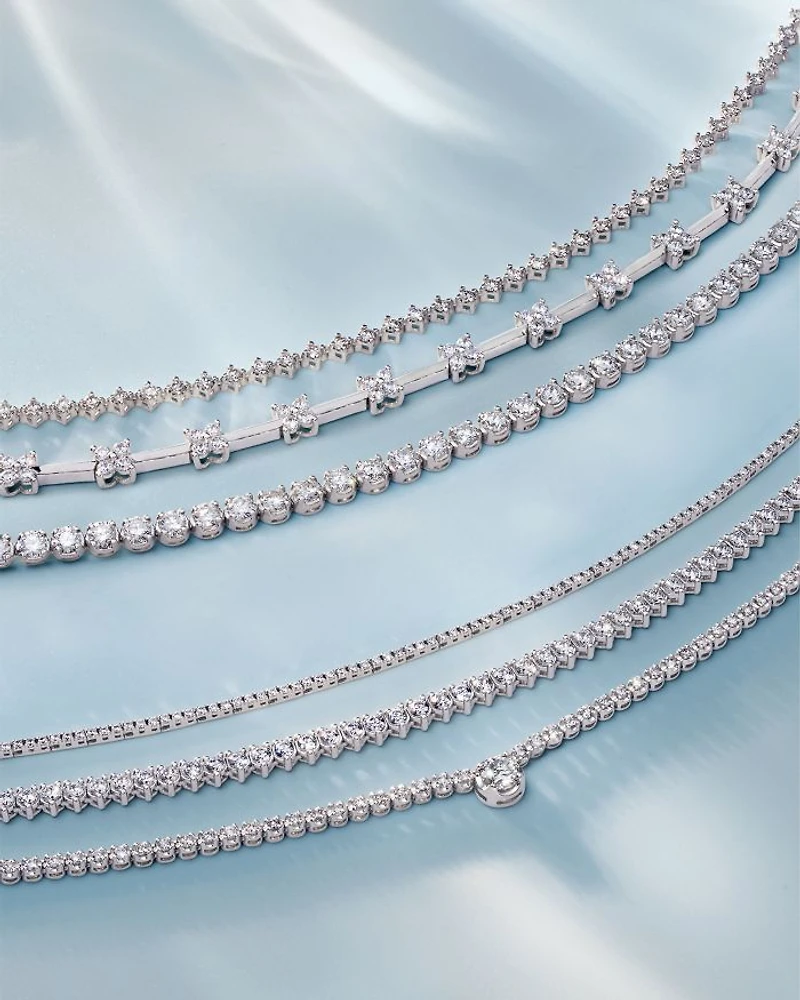 Certified Colorless Diamond Classic Tennis Necklace Collection 14K White Gold, 5.5-7 tcw