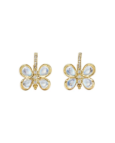 Temple St. Clair 18K Yellow Gold Royal Blue Moonstone & Diamond Butterfly Earrings