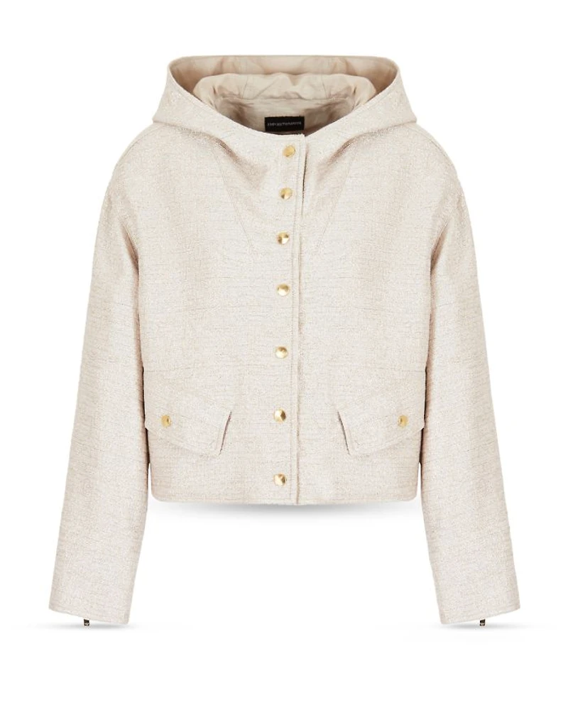 Metallic Tweed Hooded Jacket