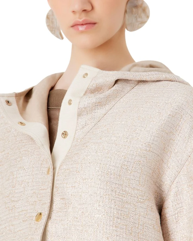 Metallic Tweed Hooded Jacket