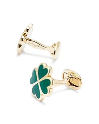 Jan Leslie Lucky Four Leaf Clover Green Onyx, Sterling Silver & 18K Yellow Gold Vermeil Cufflinks