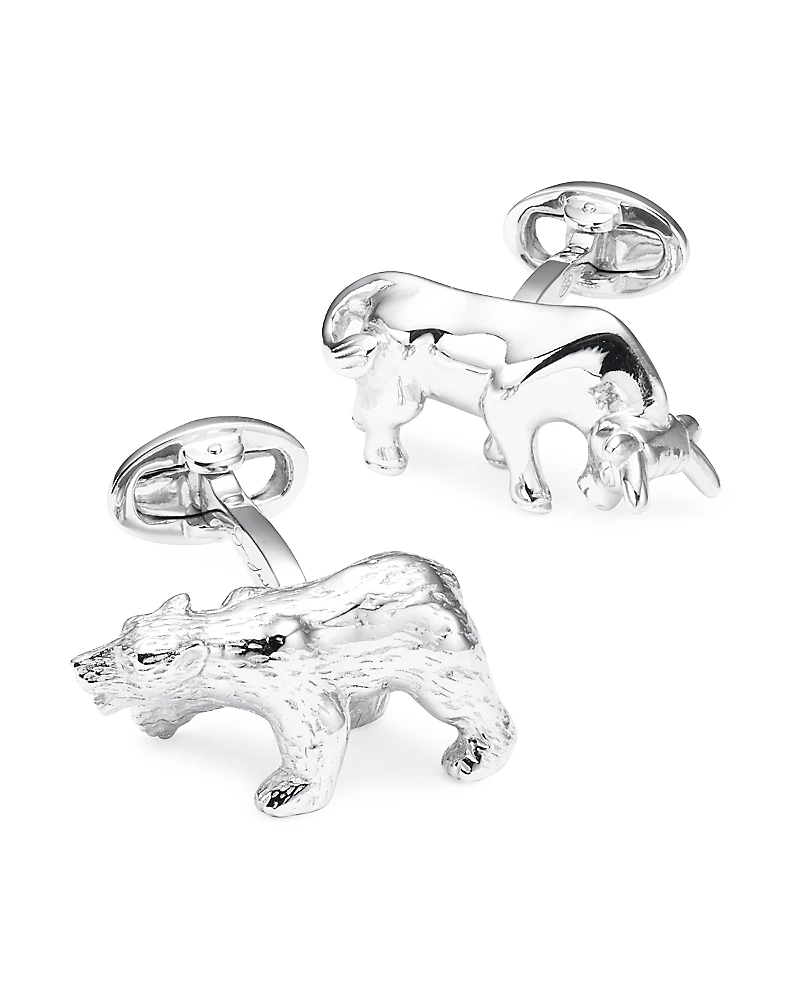 Jan Leslie Sterling Silver Bull & Bear Cufflinks