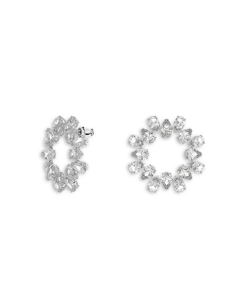 Matrix Pear Cut Circlet Earrings in Rhodium Plated