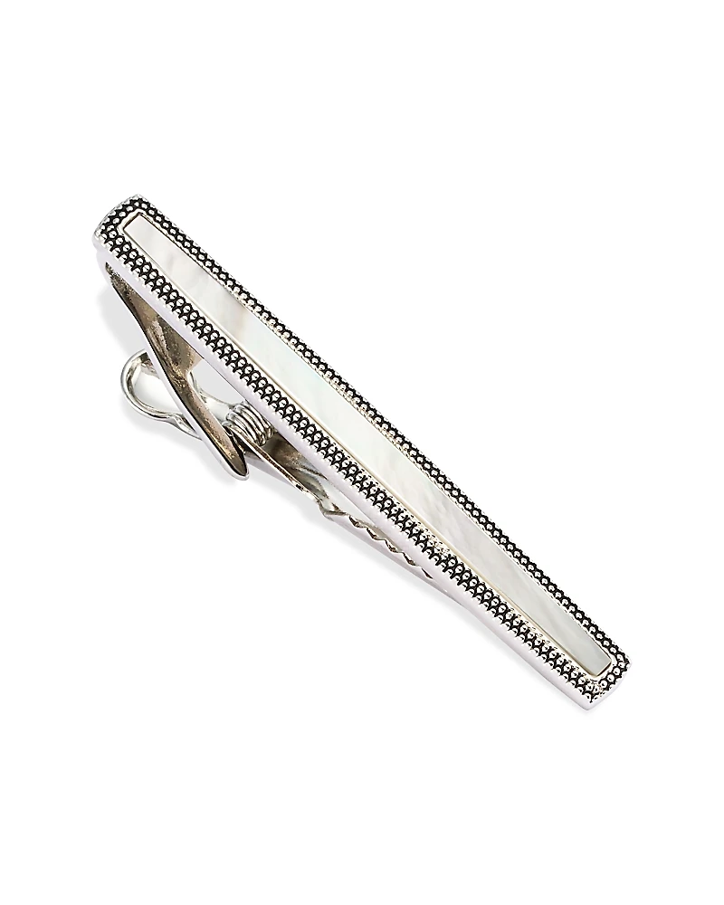 Link Up Dotted Frame Mother of Pearl Strip Short Tie Bar