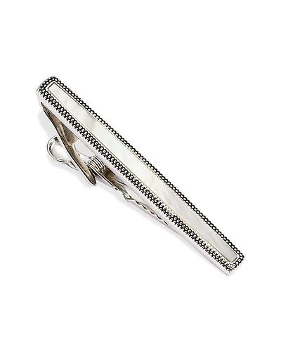 Link Up Dotted Frame Mother of Pearl Strip Short Tie Bar
