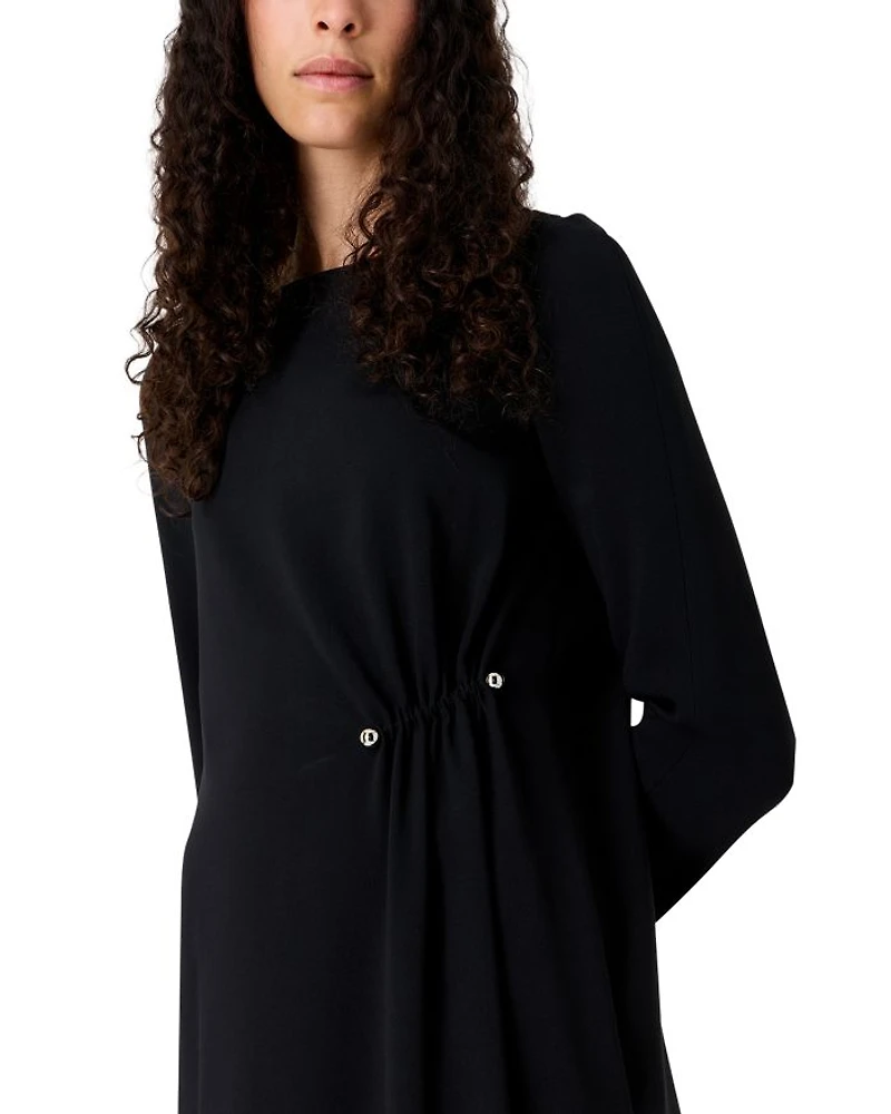 Hardware Embellished Long Sleeve Tunic Dress