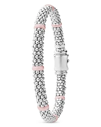 Sterling Silver Pink Caviar Ceramic Bead Link Bracelet