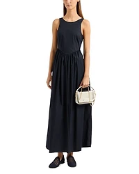 Sleeveless Gathered Cotton Maxi Dress