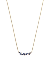 Bloomingdale's Fine Collection Blue Sapphire & Diamond Curved Bar Necklace