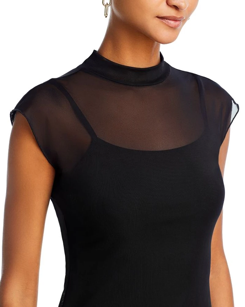 Mesh Mock Neck Top - Exclusive