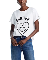 Cinq a Sept Cotton Bonjour Smiling Heart Tee