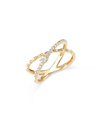 Diamond Crossover Ring in 14K Yellow Gold