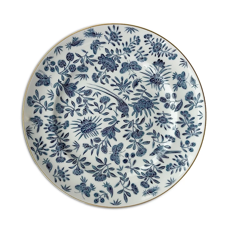Mottahedeh Sacred Bird & Butterfly Blue Dinner Plate