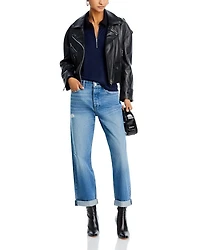 Dre Low-Rise Cuffed Baggy Jeans Meyer