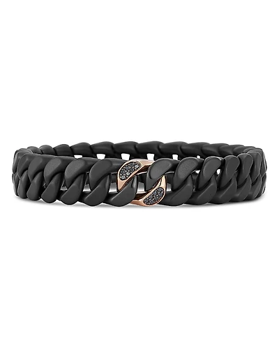 Roberto Demeglio Men's 18K Rose Gold Black Diamond Black Ceramic Groumette Link Bracelet